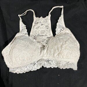Aerie American Eagle White Lace Bralette Size Medium Racerback Adjustable Padded